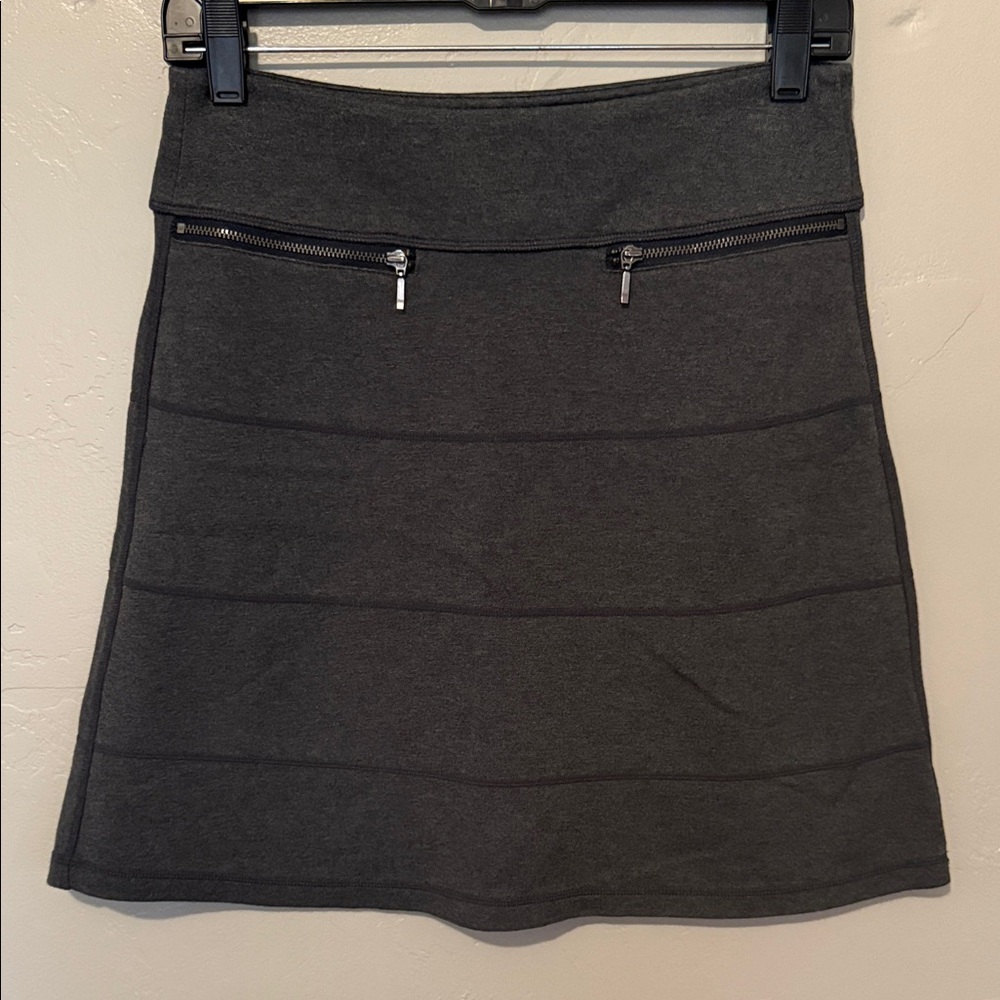 Athleta Gray A-Line Skirt with Zipper Details XSmall